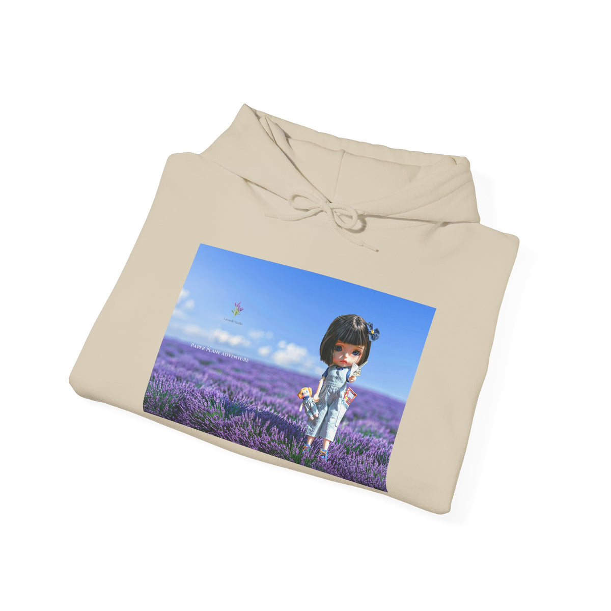 Cute Girl in Lavender Field Hoodie - Whimsical Floral Graphic Sweatshirt