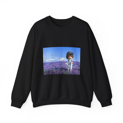 Crewneck Sweatshirt — Girl in Lavender Field Photo Print