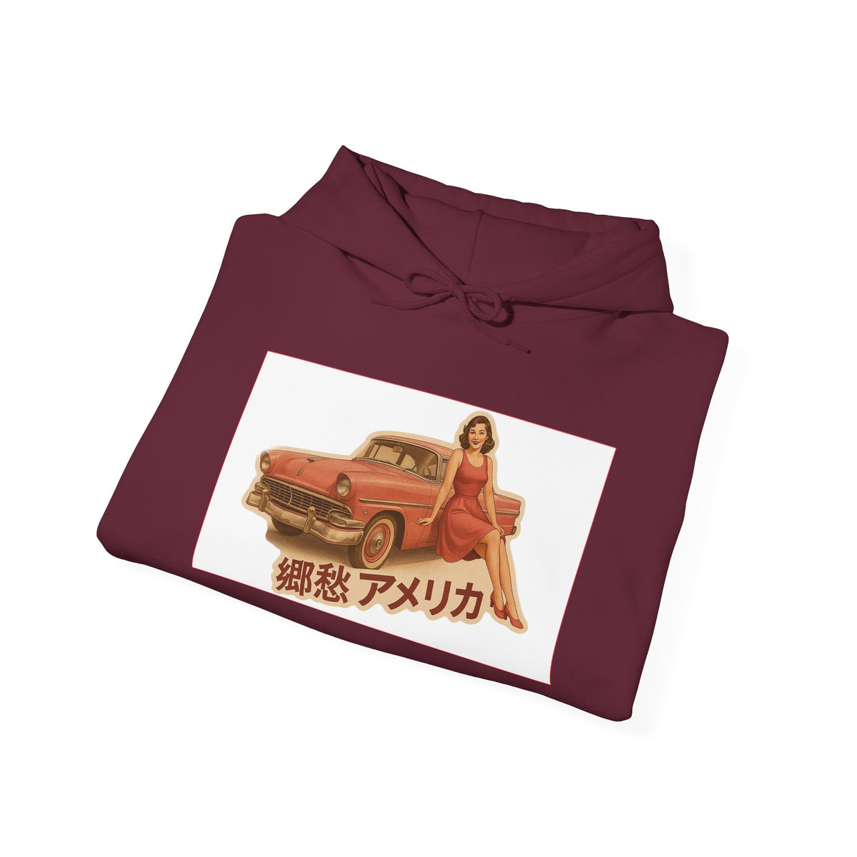 Retro Pinup Car Hoodie – 郷愁アメリカ' Vintage Pinup Sweatshirt