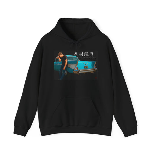 Vintage Cruiser Hoodie - Retro Car Photo with Japanese Text