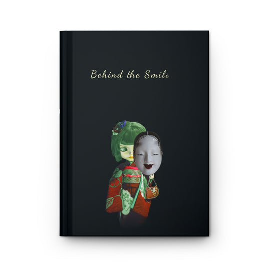 Behind the Smile Hardcover Journal — Japanese Noh Mask Aesthetic Notebook