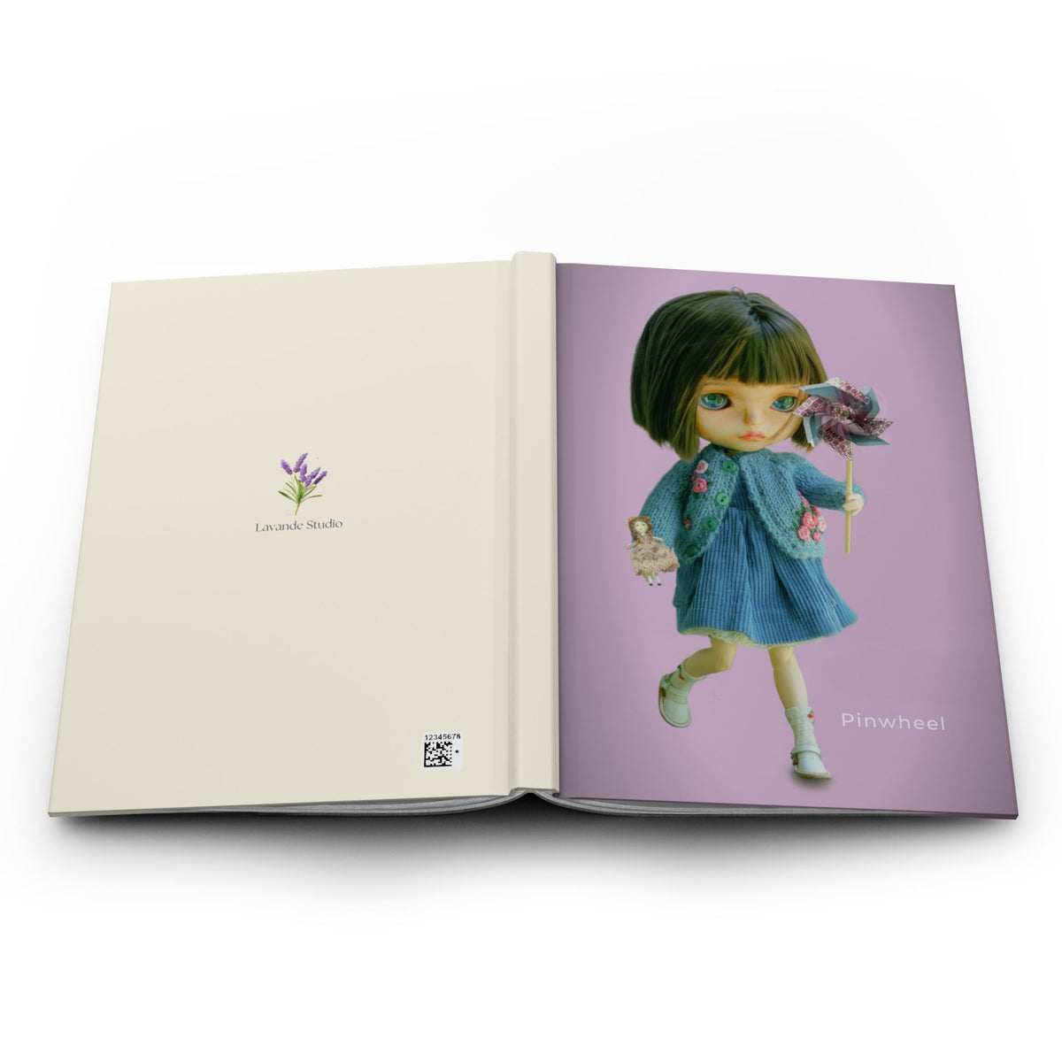 Doll Pinwheel Hardcover Journal — Cute Vintage Doll Notebook